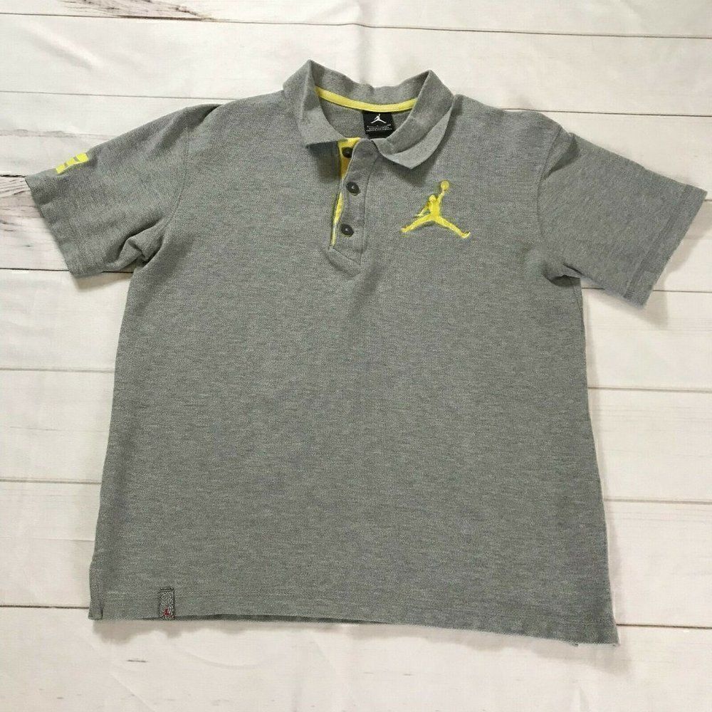 Jordan Mens Gray Green Golf Polo Shirt Size Small